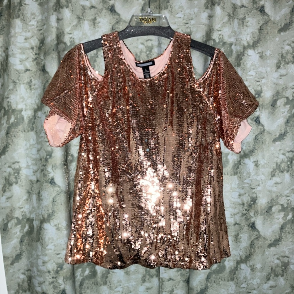 Sequin Cold Shoulder Top